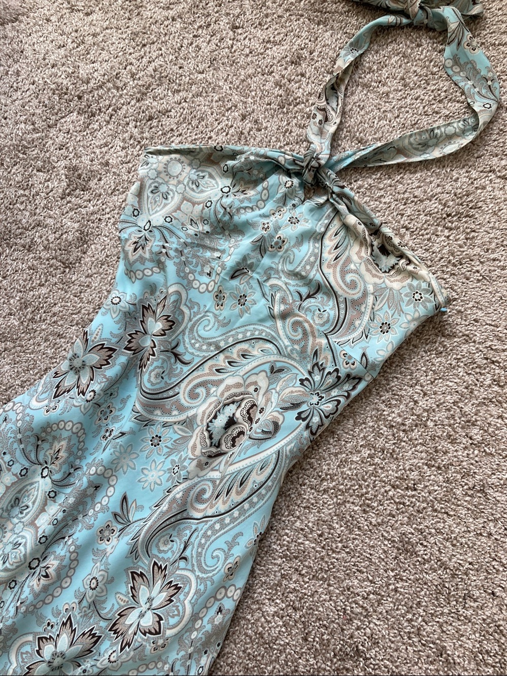 Vintage Y2K Ann Taylor silk bias cut halter tie neck paisley floral dress sz 6 - Picture 6 of 15
